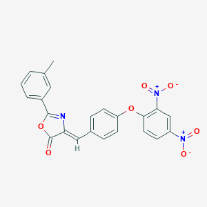 molecular formula C23H15N3O7 B401538 4-(4-{2,4-bisnitrophenoxy}benzylidene)-2-(3-methylphenyl)-1,3-oxazol-5(4H)-one 