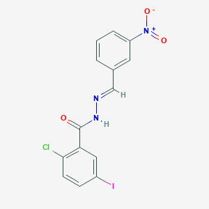 molecular formula C14H9ClIN3O3 B401539 2-chloro-N'-{3-nitrobenzylidene}-5-iodobenzohydrazide 