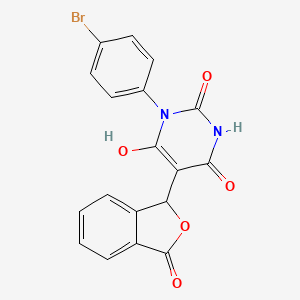 molecular formula C18H11BrN2O5 B4015415 3-(4-bromophenyl)-6-hydroxy-5-(3-oxo-1,3-dihydro-2-benzofuran-1-yl)-2,4(1H,3H)-pyrimidinedione 
