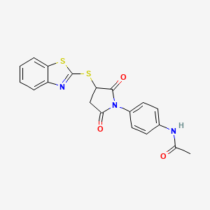 molecular formula C19H15N3O3S2 B4015434 N-{4-[3-(1,3-benzothiazol-2-ylthio)-2,5-dioxo-1-pyrrolidinyl]phenyl}acetamide 