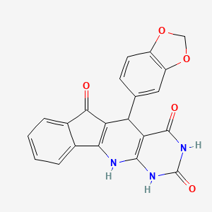 molecular formula C21H13N3O5 B4015467 5-(1,3-benzodioxol-5-yl)-5,11-dihydro-1H-indeno[2',1':5,6]pyrido[2,3-d]pyrimidine-2,4,6(3H)-trione 