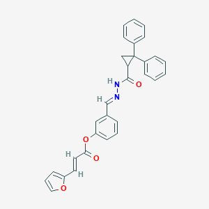 molecular formula C30H24N2O4 B401547 3-{2-[(2,2-Diphenylcyclopropyl)carbonyl]carbohydrazonoyl}phenyl 3-(2-furyl)acrylate 