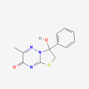 molecular formula C12H11N3O2S B4015482 3-hydroxy-6-methyl-3-phenyl-2,3-dihydro-7H-[1,3]thiazolo[3,2-b][1,2,4]triazin-7-one 