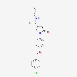 molecular formula C21H23ClN2O3 B4015492 1-{4-[(4-chlorobenzyl)oxy]phenyl}-5-oxo-N-propyl-3-pyrrolidinecarboxamide 