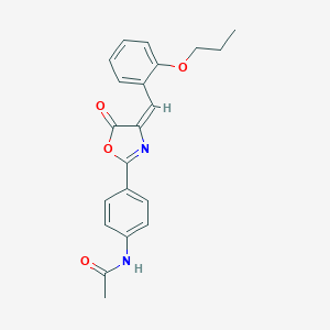 molecular formula C21H20N2O4 B401553 N-{4-[5-oxo-4-(2-propoxybenzylidene)-4,5-dihydro-1,3-oxazol-2-yl]phenyl}acetamide 