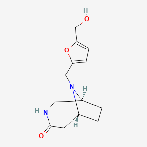 molecular formula C13H18N2O3 B4015542 (1S*,6R*)-9-{[5-(hydroxymethyl)-2-furyl]methyl}-3,9-diazabicyclo[4.2.1]nonan-4-one 