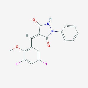 molecular formula C17H12I2N2O3 B401555 4-(3,5-Diiodo-2-methoxybenzylidene)-1-phenyl-3,5-pyrazolidinedione 