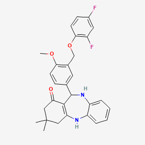 molecular formula C29H28F2N2O3 B4015584 11-{3-[(2,4-difluorophenoxy)methyl]-4-methoxyphenyl}-3,3-dimethyl-2,3,4,5,10,11-hexahydro-1H-dibenzo[b,e][1,4]diazepin-1-one 