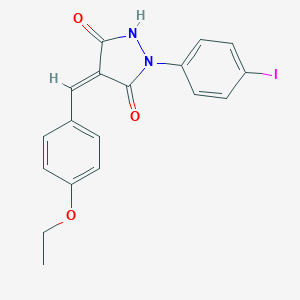 molecular formula C18H15IN2O3 B401559 4-(4-Ethoxybenzylidene)-1-(4-iodophenyl)-3,5-pyrazolidinedione 