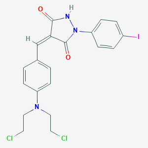 molecular formula C20H18Cl2IN3O2 B401564 4-{4-[Bis(2-chloroethyl)amino]benzylidene}-1-(4-iodophenyl)-3,5-pyrazolidinedione 