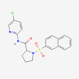 molecular formula C20H18ClN3O3S B4015650 N-(5-chloro-2-pyridinyl)-1-(2-naphthylsulfonyl)prolinamide 