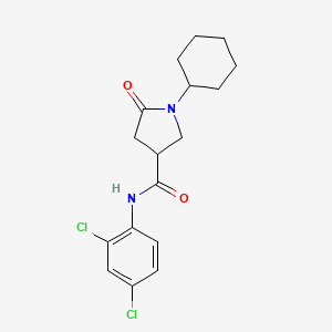 molecular formula C17H20Cl2N2O2 B4015654 1-cyclohexyl-N-(2,4-dichlorophenyl)-5-oxo-3-pyrrolidinecarboxamide 