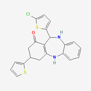 molecular formula C21H17ClN2OS2 B4015674 11-(5-chloro-2-thienyl)-3-(2-thienyl)-2,3,4,5,10,11-hexahydro-1H-dibenzo[b,e][1,4]diazepin-1-one 