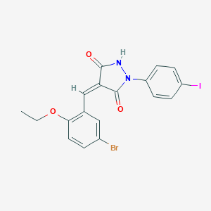 molecular formula C18H14BrIN2O3 B401570 4-(5-Bromo-2-ethoxybenzylidene)-1-(4-iodophenyl)-3,5-pyrazolidinedione 