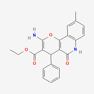 ethyl 2-amino-9-methyl-5-oxo-4-phenyl-5,6-dihydro-4H-pyrano[3,2-c]quinoline-3-carboxylate