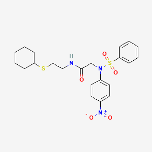 molecular formula C22H27N3O5S2 B4015717 N~1~-[2-(cyclohexylthio)ethyl]-N~2~-(4-nitrophenyl)-N~2~-(phenylsulfonyl)glycinamide 