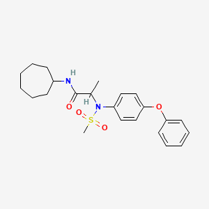 molecular formula C23H30N2O4S B4015793 N~1~-cycloheptyl-N~2~-(methylsulfonyl)-N~2~-(4-phenoxyphenyl)alaninamide 