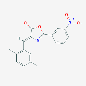 molecular formula C18H14N2O4 B401583 4-(2,5-dimethylbenzylidene)-2-{3-nitrophenyl}-1,3-oxazol-5(4H)-one 