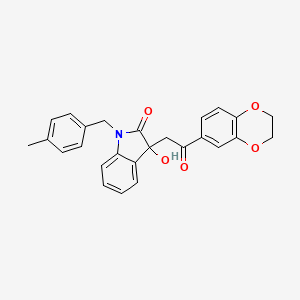 molecular formula C26H23NO5 B4015834 3-[2-(2,3-dihydro-1,4-benzodioxin-6-yl)-2-oxoethyl]-3-hydroxy-1-(4-methylbenzyl)-1,3-dihydro-2H-indol-2-one 