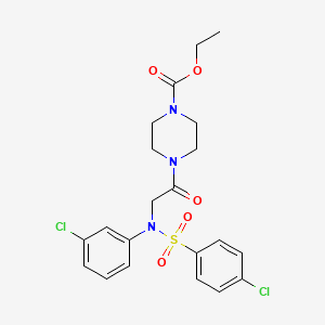 molecular formula C21H23Cl2N3O5S B4015839 ethyl 4-{N-(3-chlorophenyl)-N-[(4-chlorophenyl)sulfonyl]glycyl}-1-piperazinecarboxylate 