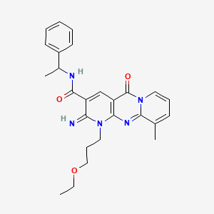 molecular formula C26H29N5O3 B4015847 1-(3-ethoxypropyl)-2-imino-10-methyl-5-oxo-N-(1-phenylethyl)-1,5-dihydro-2H-dipyrido[1,2-a:2',3'-d]pyrimidine-3-carboxamide 
