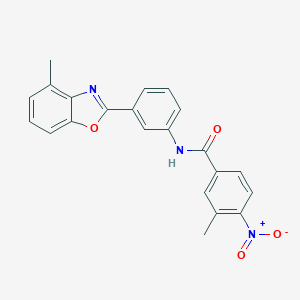 molecular formula C22H17N3O4 B401585 4-nitro-3-methyl-N-[3-(4-methyl-1,3-benzoxazol-2-yl)phenyl]benzamide 