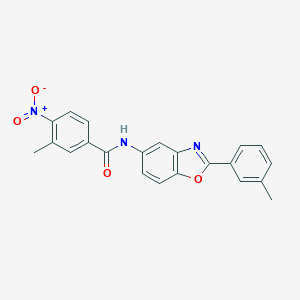 molecular formula C22H17N3O4 B401586 4-nitro-3-methyl-N-[2-(3-methylphenyl)-1,3-benzoxazol-5-yl]benzamide 