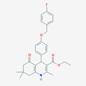 molecular formula C28H30FNO4 B4015863 ethyl 4-{4-[(4-fluorobenzyl)oxy]phenyl}-2,7,7-trimethyl-5-oxo-1,4,5,6,7,8-hexahydro-3-quinolinecarboxylate 