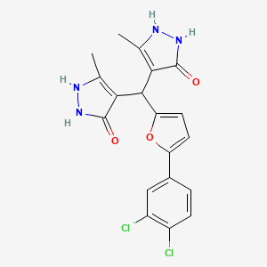 molecular formula C19H16Cl2N4O3 B4015875 4,4'-{[5-(3,4-dichlorophenyl)-2-furyl]methylene}bis(3-methyl-1H-pyrazol-5-ol) 