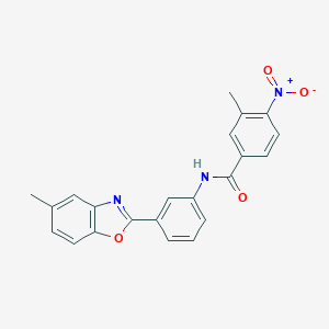 molecular formula C22H17N3O4 B401588 4-nitro-3-methyl-N-[3-(5-methyl-1,3-benzoxazol-2-yl)phenyl]benzamide 
