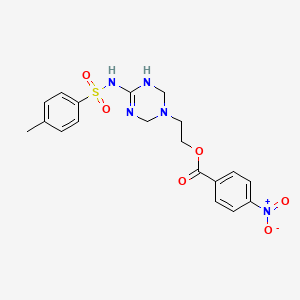 molecular formula C19H21N5O6S B4015931 2-(4-{[(4-methylphenyl)sulfonyl]imino}-1,3,5-triazinan-1-yl)ethyl 4-nitrobenzoate 