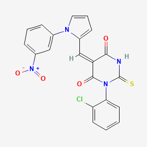 molecular formula C21H13ClN4O4S B4015939 1-(2-chlorophenyl)-5-{[1-(3-nitrophenyl)-1H-pyrrol-2-yl]methylene}-2-thioxodihydro-4,6(1H,5H)-pyrimidinedione 