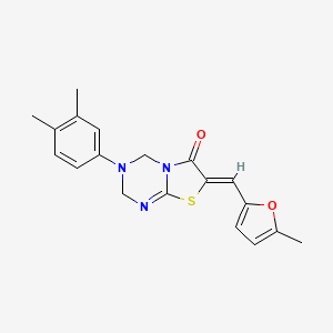 molecular formula C19H19N3O2S B4015943 3-(3,4-dimethylphenyl)-7-[(5-methyl-2-furyl)methylene]-3,4-dihydro-2H-[1,3]thiazolo[3,2-a][1,3,5]triazin-6(7H)-one 