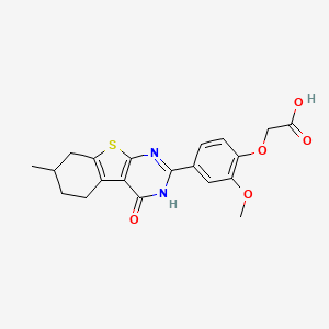 molecular formula C20H20N2O5S B4015946 [2-methoxy-4-(7-methyl-4-oxo-3,4,5,6,7,8-hexahydro[1]benzothieno[2,3-d]pyrimidin-2-yl)phenoxy]acetic acid 
