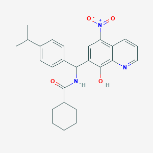 molecular formula C26H29N3O4 B4015958 N-[(8-hydroxy-5-nitro-7-quinolinyl)(4-isopropylphenyl)methyl]cyclohexanecarboxamide 