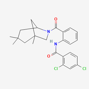 molecular formula C24H26Cl2N2O2 B4015975 2,4-dichloro-N-{2-[(1,3,3-trimethyl-6-azabicyclo[3.2.1]oct-6-yl)carbonyl]phenyl}benzamide 