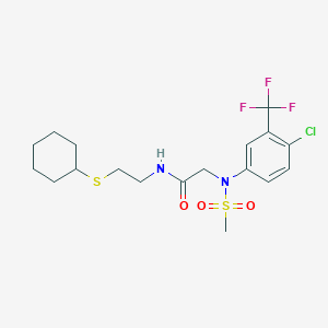 molecular formula C18H24ClF3N2O3S2 B4015977 N~2~-[4-chloro-3-(trifluoromethyl)phenyl]-N~1~-[2-(cyclohexylthio)ethyl]-N~2~-(methylsulfonyl)glycinamide 