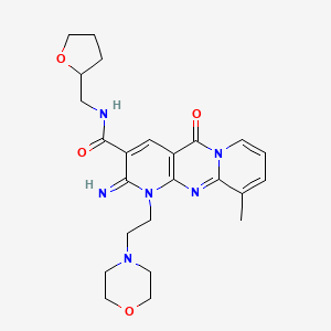 molecular formula C24H30N6O4 B4016030 2-imino-10-methyl-1-[2-(4-morpholinyl)ethyl]-5-oxo-N-(tetrahydro-2-furanylmethyl)-1,5-dihydro-2H-dipyrido[1,2-a:2',3'-d]pyrimidine-3-carboxamide 