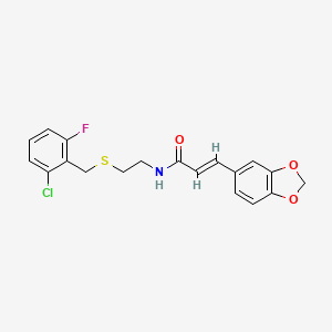 molecular formula C19H17ClFNO3S B4016040 3-(1,3-benzodioxol-5-yl)-N-{2-[(2-chloro-6-fluorobenzyl)thio]ethyl}acrylamide 