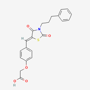 molecular formula C21H19NO5S B4016072 (4-{[2,4-dioxo-3-(3-phenylpropyl)-1,3-thiazolidin-5-ylidene]methyl}phenoxy)acetic acid 