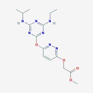 molecular formula C15H21N7O4 B4016083 methyl [(6-{[4-(ethylamino)-6-(isopropylamino)-1,3,5-triazin-2-yl]oxy}-3-pyridazinyl)oxy]acetate 
