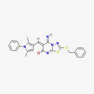 molecular formula C25H21N5OS2 B4016086 2-(benzylthio)-6-[(2,5-dimethyl-1-phenyl-1H-pyrrol-3-yl)methylene]-5-imino-5,6-dihydro-7H-[1,3,4]thiadiazolo[3,2-a]pyrimidin-7-one 
