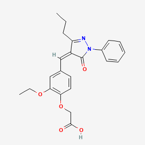 molecular formula C23H24N2O5 B4016108 {2-ethoxy-4-[(5-oxo-1-phenyl-3-propyl-1,5-dihydro-4H-pyrazol-4-ylidene)methyl]phenoxy}acetic acid 