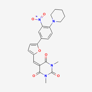 molecular formula C22H22N4O6 B4016111 1,3-dimethyl-5-({5-[3-nitro-4-(1-piperidinyl)phenyl]-2-furyl}methylene)-2,4,6(1H,3H,5H)-pyrimidinetrione 