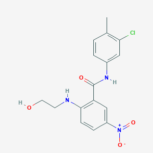 molecular formula C16H16ClN3O4 B4016114 N-(3-chloro-4-methylphenyl)-2-[(2-hydroxyethyl)amino]-5-nitrobenzamide 