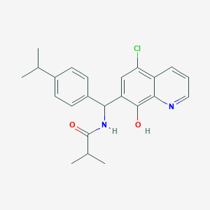 molecular formula C23H25ClN2O2 B4016128 N-[(5-chloro-8-hydroxy-7-quinolinyl)(4-isopropylphenyl)methyl]-2-methylpropanamide 