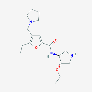 molecular formula C18H29N3O3 B4016143 N-[rel-(3S,4S)-4-ethoxy-3-pyrrolidinyl]-5-ethyl-4-(1-pyrrolidinylmethyl)-2-furamide dihydrochloride 