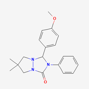 molecular formula C20H23N3O2 B4016158 3-(4-methoxyphenyl)-6,6-dimethyl-2-phenyltetrahydro-1H,5H-pyrazolo[1,2-a][1,2,4]triazol-1-one 