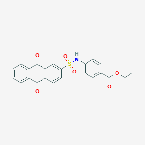 molecular formula C23H17NO6S B401616 Ethyl 4-{[(9,10-dioxo-9,10-dihydro-2-anthracenyl)sulfonyl]amino}benzoate 