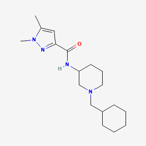 molecular formula C18H30N4O B4016233 N-[1-(cyclohexylmethyl)-3-piperidinyl]-1,5-dimethyl-1H-pyrazole-3-carboxamide 